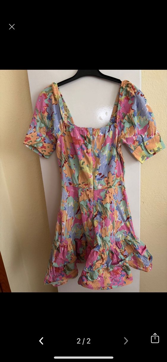 Bohem Renkli Mini Elbise Fırfırlı - Görsel 2