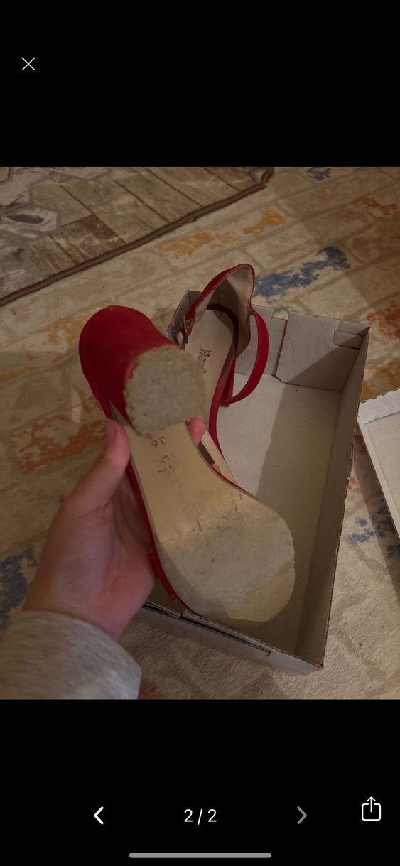 Kırmızı Süet Bohem Stiletto Topuklu Ayakkabı - Görsel 2