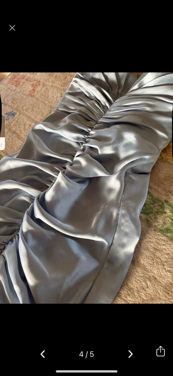 Drapeli Straplez Uzun Gri Abiye Elbise - Görsel 3