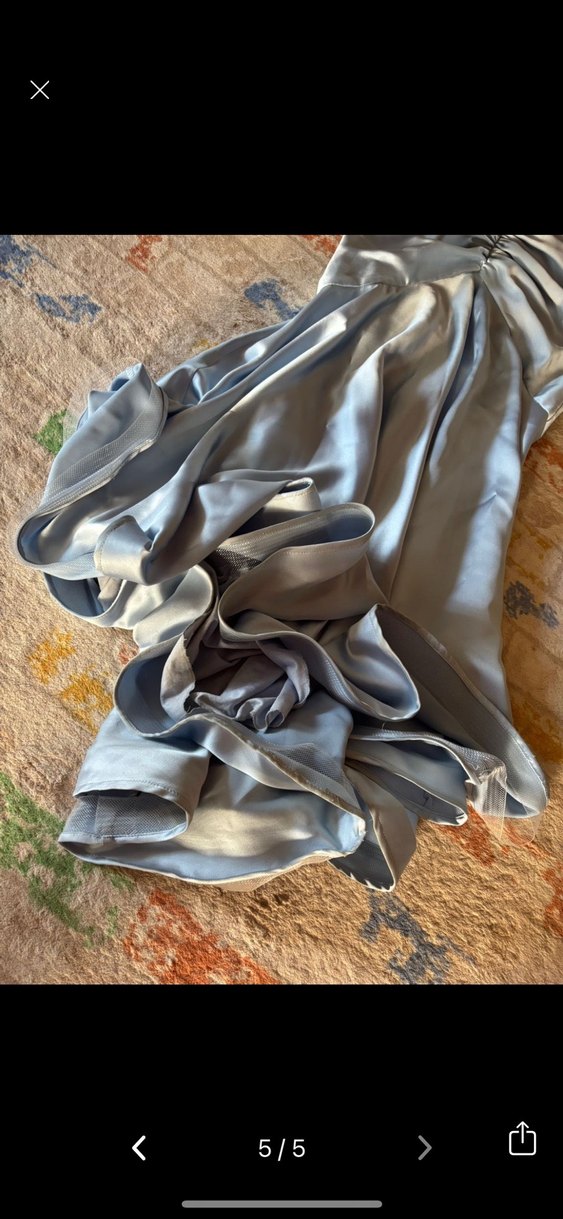 Drapeli Straplez Uzun Gri Abiye Elbise - Görsel 4