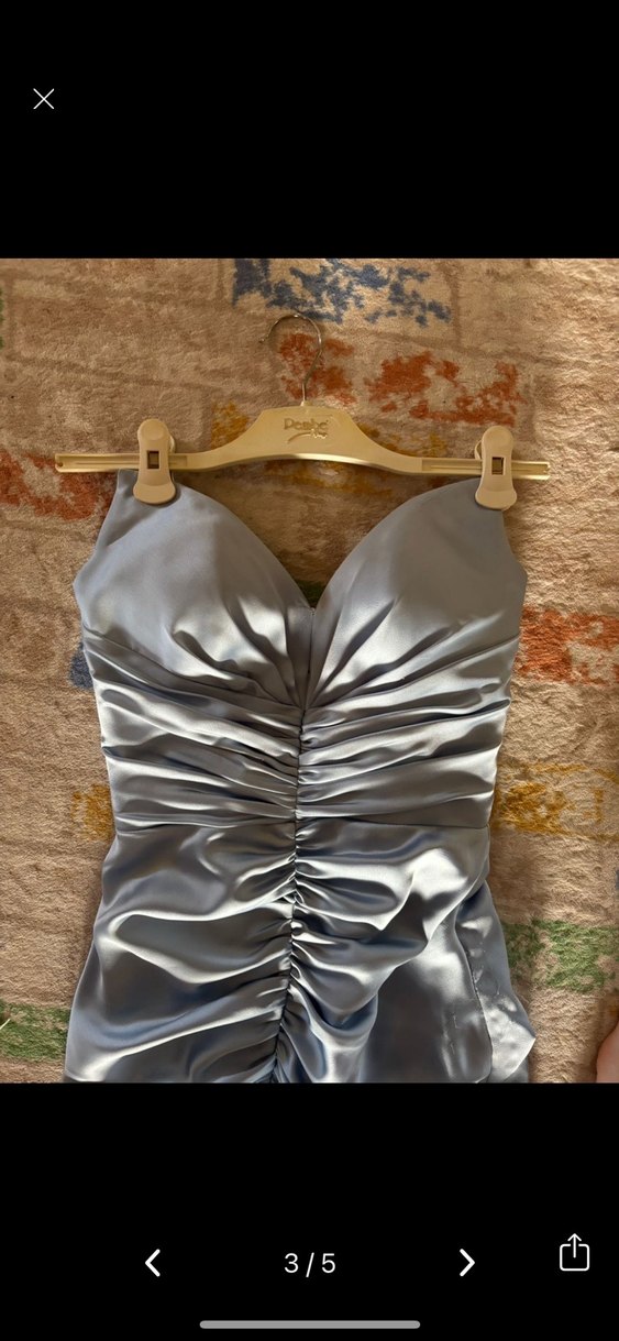 Drapeli Straplez Uzun Gri Abiye Elbise - Görsel 5