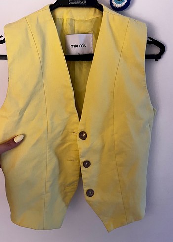 Miu Miu Miu Miu butter yellow Mini Keten Kadın Takım