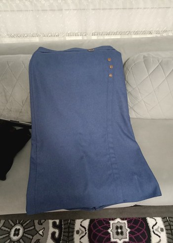 Diğer Düğmeli Lacivert Kadın Uzun Etek