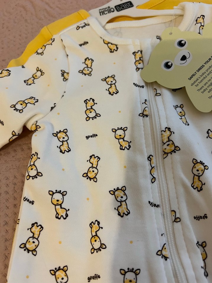 Sarı Baskılı Fermuarlı Bebek Tulumu - Görsel 3