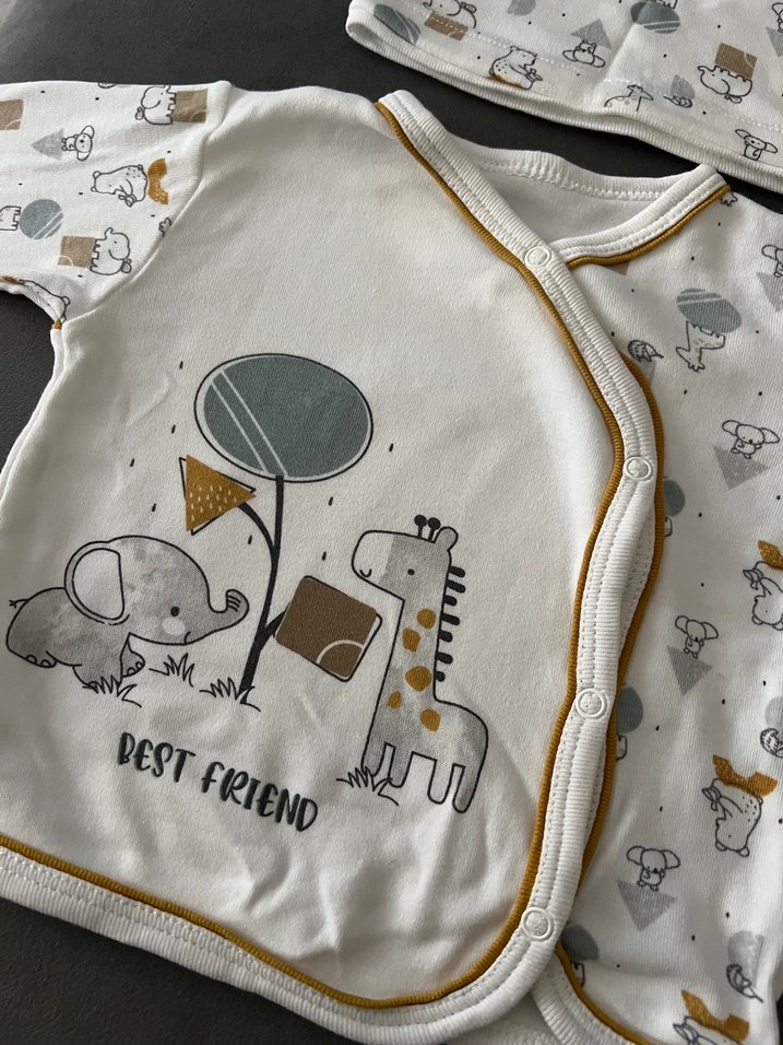 Bebek Hastane Kıyafeti, Uzun Kollu, Örgülü - Görsel 2