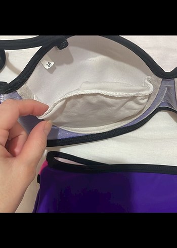 36 Beden mor Renk Renkli, Kemerli Mini Spor Bikini