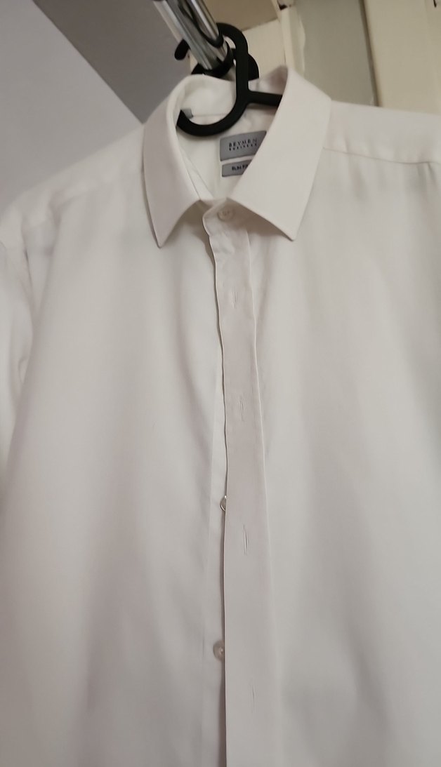 Düğmeli Beyaz Erkek uzun Kollu Gömlek - Görsel 2