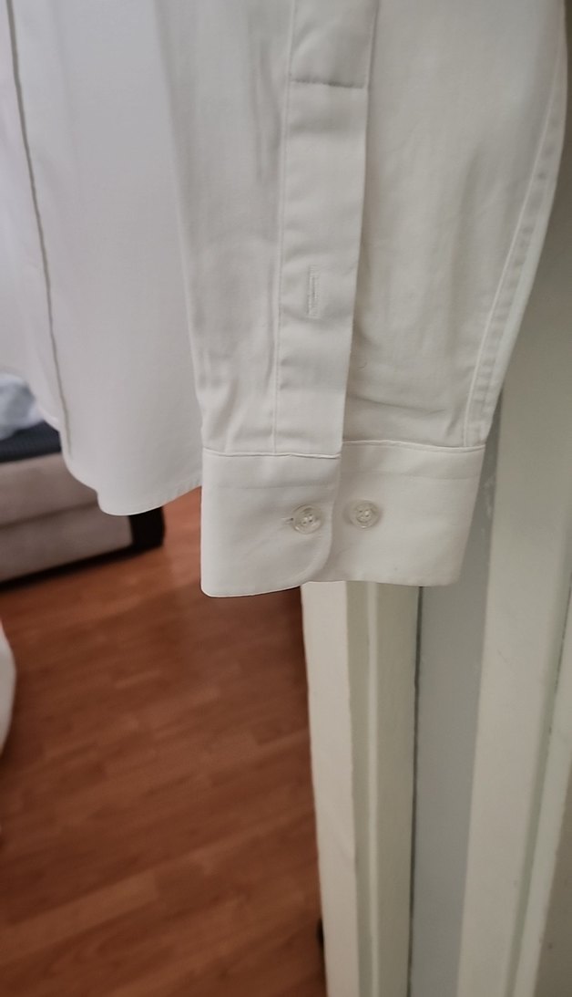 Düğmeli Beyaz Erkek uzun Kollu Gömlek - Görsel 4