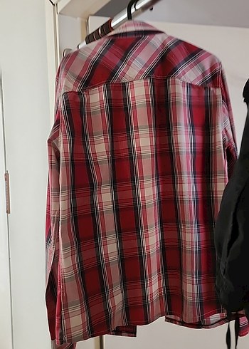 Kırmızı Ekose Uzun Kollu Düğmeli erkek Gömlek - Görsel 5