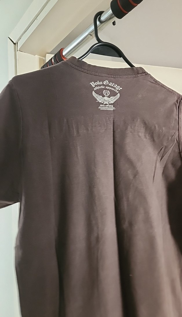 Kahverengi kisa Kollu Baskılı Erkek Tişört - Görsel 5