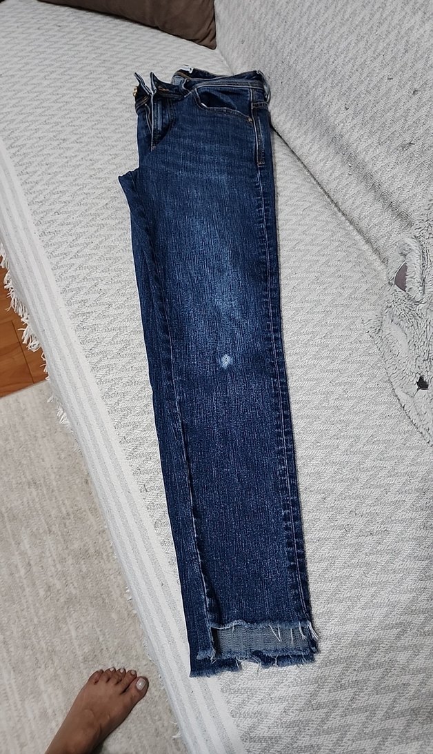 Yırtmaç Detaylı Kadın Mavi Denim Pantolon - Görsel 4