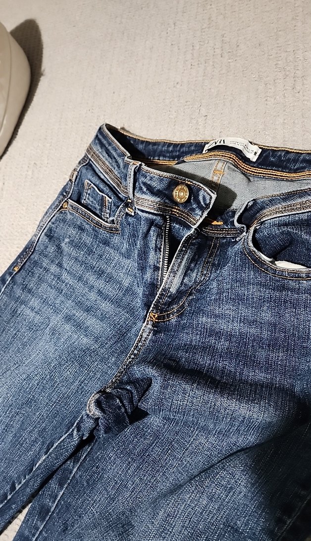 Yırtmaç Detaylı Kadın Mavi Denim Pantolon - Görsel 2