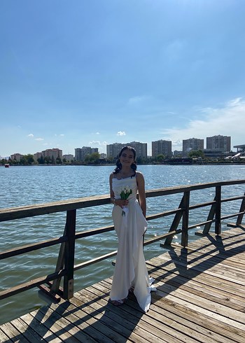 Modern Klasik Beyaz Straplez Gelinlik - Görsel 2