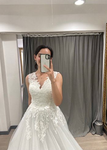 Beyaz Straplez A Kesim Gelinlik - Görsel 3