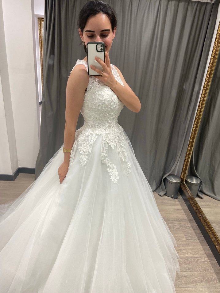 Beyaz Straplez A Kesim Gelinlik - Görsel 5