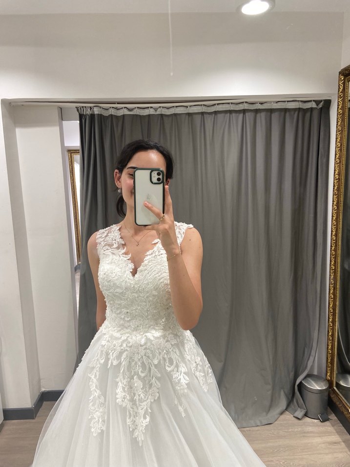 Beyaz Straplez A Kesim Gelinlik - Görsel 3