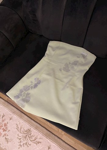 Zara Mint yeşil Straplez Mini elbise