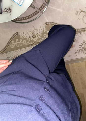 s Beden Düğmeli lacivert V Yaka takım
