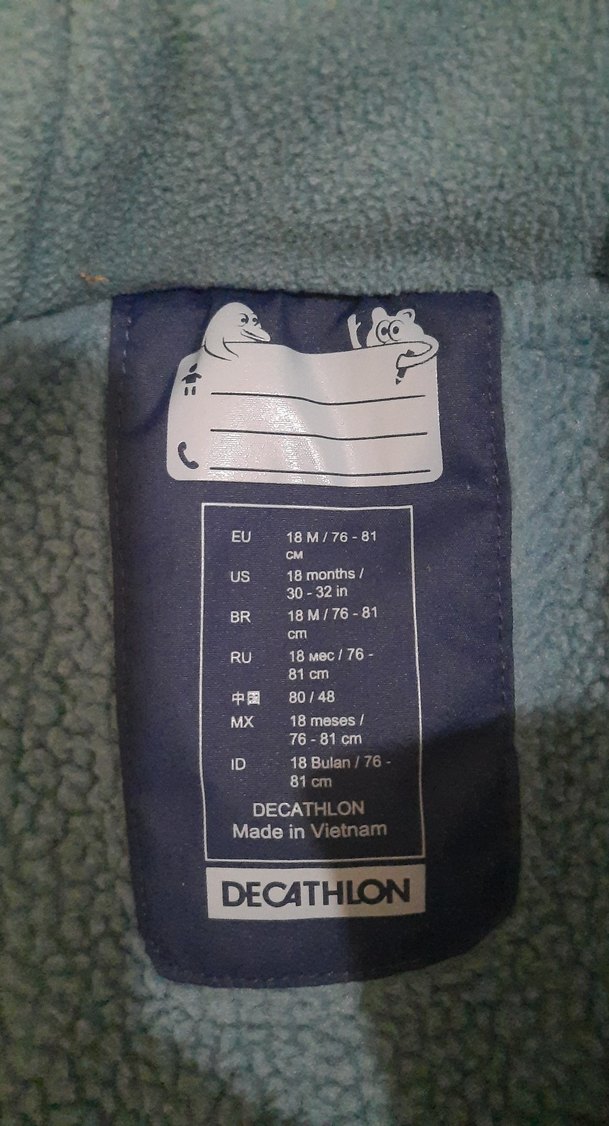 Decathlon Fermuarlı Mavi Gri Bebek Kayak Tulumu - Görsel 2