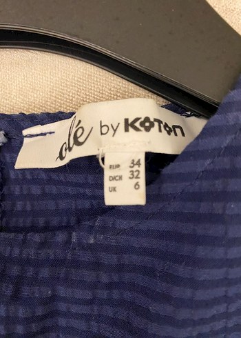 34 Beden mavi Renk Mavi Keten Mini Elbise Fırfırlı Rahat Kesim