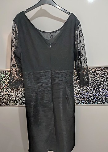 Diğer Dantel Detaylı Uzun Siyah Gotik Abiye Elbise