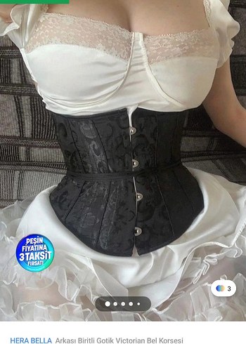 Gotik Victorian Siyah Korse Kemerli