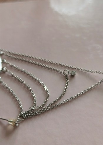 Beden zincir detaylı küpe set