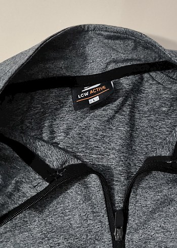 l Beden Gri Uzun Kollu Yarım Fermuarlı Erkek Sweatshirt