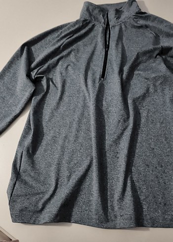 Gri Uzun Kollu Yarım Fermuarlı Erkek Sweatshirt