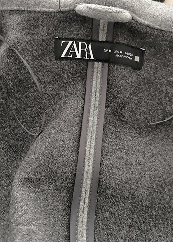 m Beden Zara Gri Uzun Kaban kapşonlu