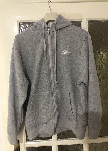 Gri Nike Fermuarlı Kapüşonlu Sweatshirt