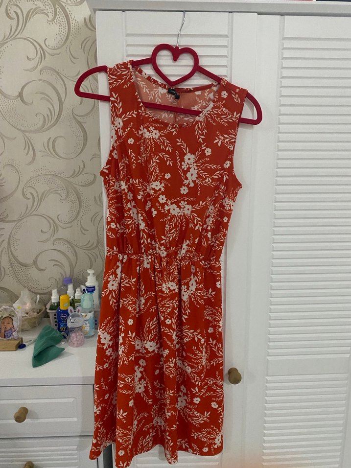 Kırmızı Desenli Salaş elbise - Görsel 3