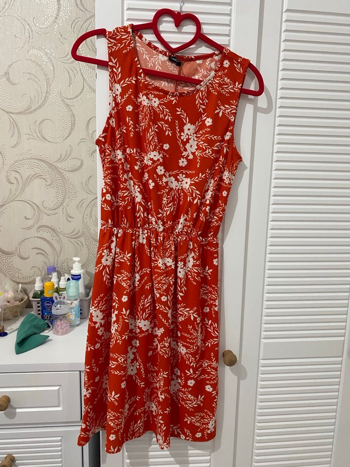 Kırmızı Desenli Salaş elbise - Görsel 2