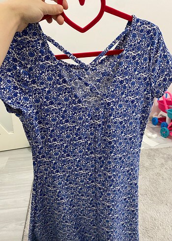 Mavi Desenli Bohem Kadın Elbise - Görsel 3