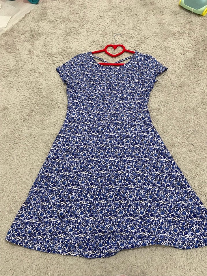 Mavi Desenli Bohem Kadın Elbise - Görsel 2