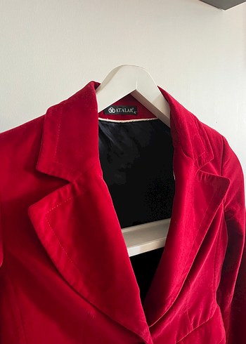 m Beden bordo Renk Kırmızı Süet Kadın Blazer Ceket