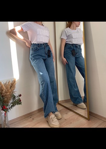 Kadın Beyaz Tie-Dye Salaş Midi Jean