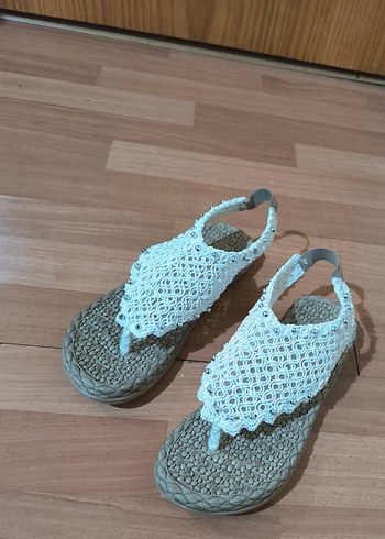 Diğer Dantel Detaylı Örgü Bohem Topuklu Sandalet