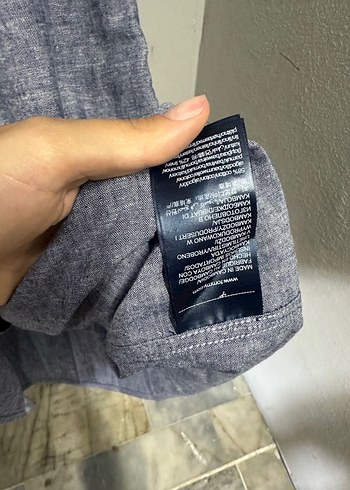 l Beden Tommy Hilfiger Gri Kısa Kollu Denim Gömlek