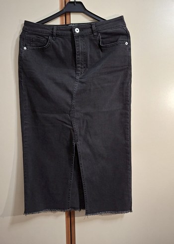 Siyah Midi Denim Kadın Etek