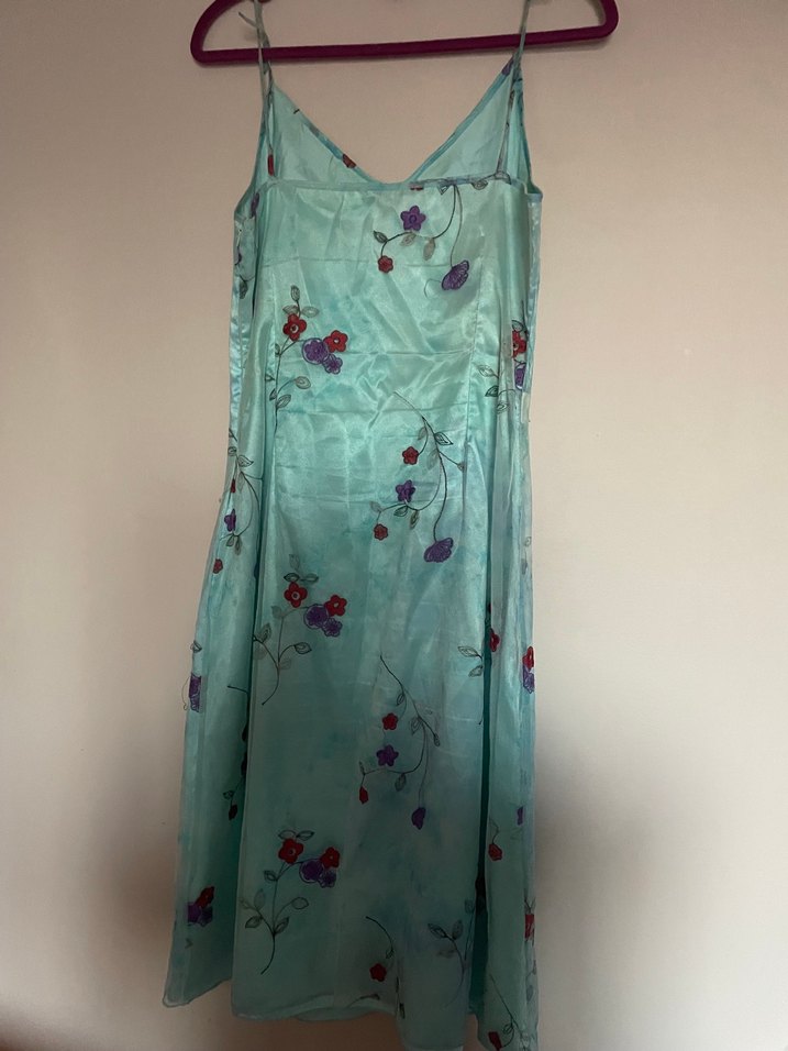 Turkuaz V Yaka Uzun Hamile elbise - Görsel 2