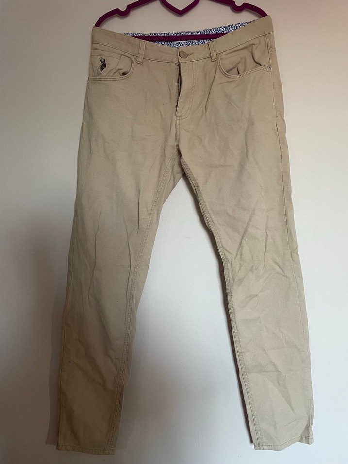 Erkek Bej Keten Rahat Kesim Pantolon - Görsel 5