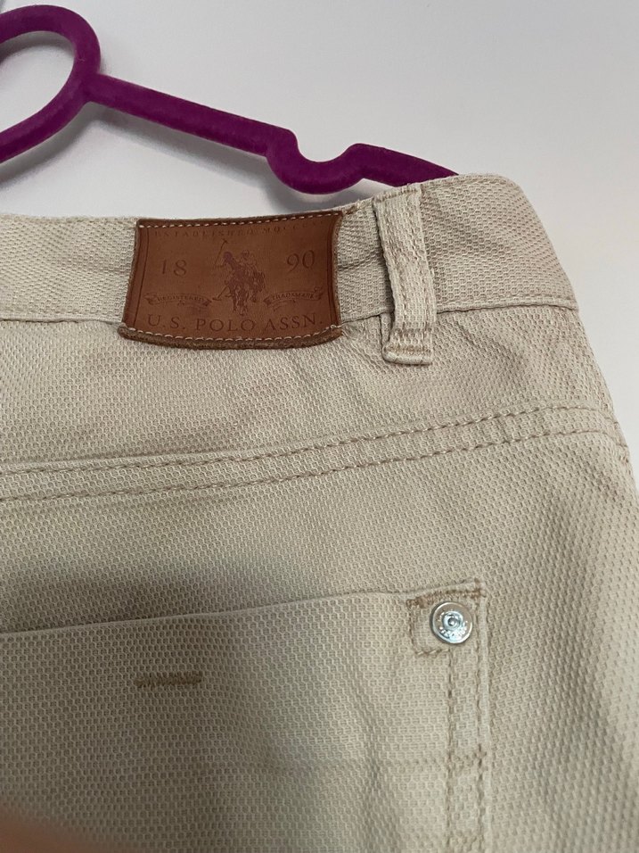 Erkek Bej Keten Rahat Kesim Pantolon - Görsel 4