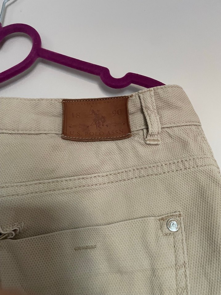 Erkek Bej Keten Rahat Kesim Pantolon - Görsel 3