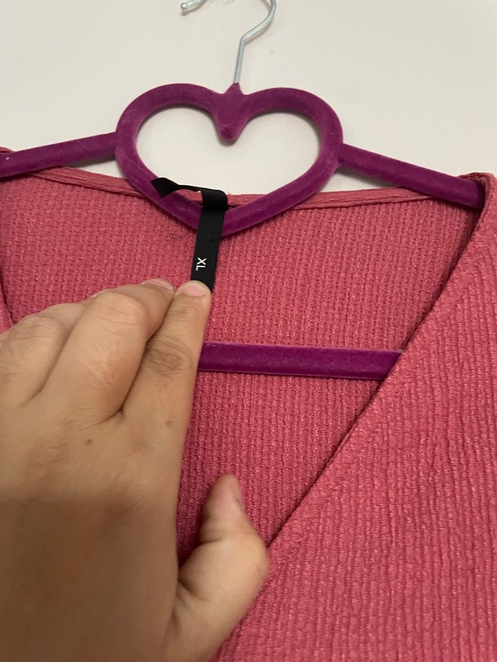 Pembe Uzun V Yaka Salaş Elbise - Görsel 3