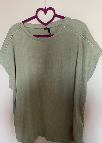 Yuvarlak yaka hafif yarasa kol yeşil büyük beden buluz - Görsel 6