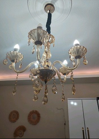 Bej Renkli Kristal Detaylı Avize 2 adet fiyatı - Görsel 2