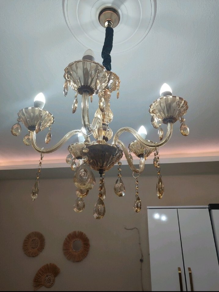 Bej Renkli Kristal Detaylı Avize 2 adet fiyatı - Görsel 2