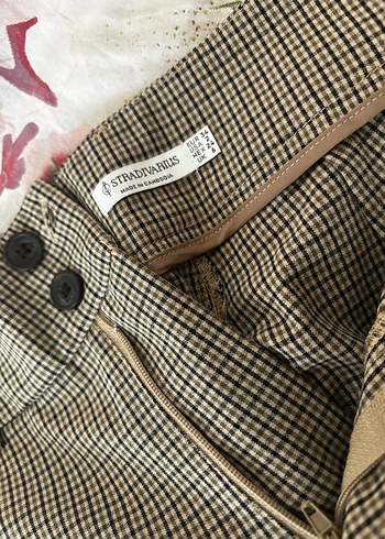 Bej Pilili Kadın Kumaş Pantolon Stradivarius - Görsel 2