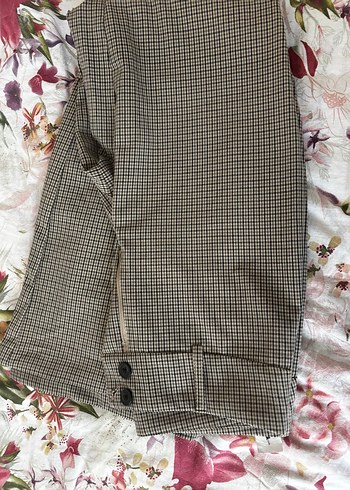Bej Pilili Kadın Kumaş Pantolon Stradivarius - Görsel 4